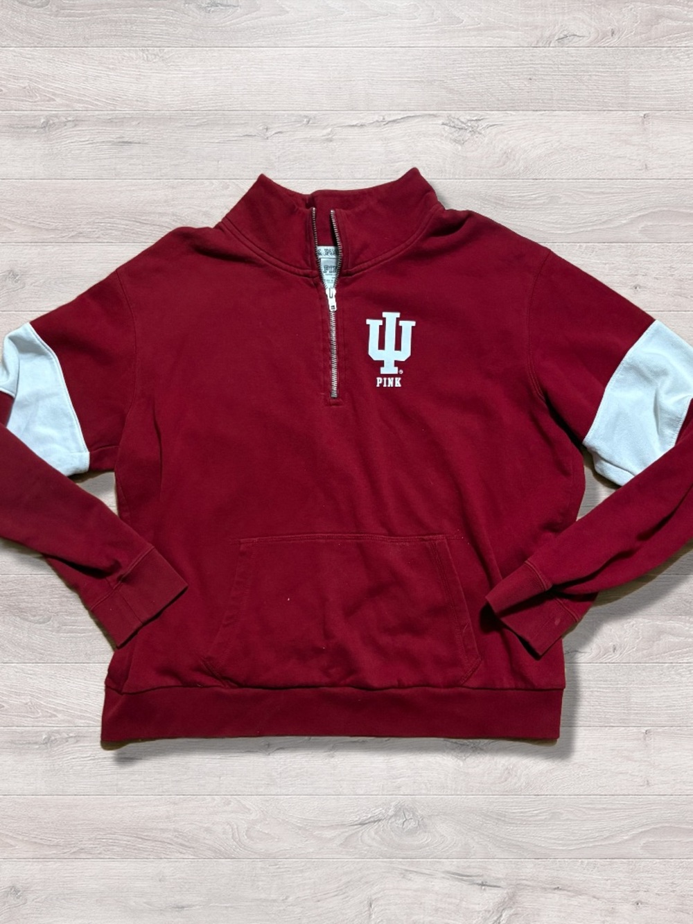 Victoria’s Secret PINK University Of Indiana Hoosiers Quarter Zip Sweatshirt L